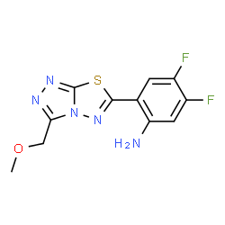 ChemSpider 2D Image | 4,5-Difluoro-2-[3-(methoxymethyl)[1,2,4]triazolo[3,4-b][1,3,4]thiadiazol-6-yl]aniline | C11H9F2N5OS