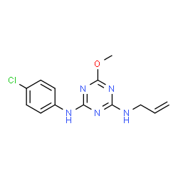 ChemSpider 2D Image | N-Allyl-N'-(4-chlorophenyl)-6-methoxy-1,3,5-triazine-2,4-diamine | C13H14ClN5O