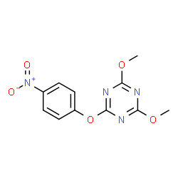 ChemSpider 2D Image | 2,4-Dimethoxy-6-(4-nitrophenoxy)-1,3,5-triazine | C11H10N4O5