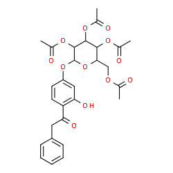 ChemSpider 2D Image | 3-Hydroxy-4-(phenylacetyl)phenyl 2,3,4,6-tetra-O-acetylhexopyranoside | C28H30O12
