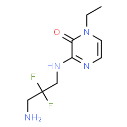 ChemSpider 2D Image | 3-[(3-Amino-2,2-difluoropropyl)amino]-1-ethyl-2(1H)-pyrazinone | C9H14F2N4O