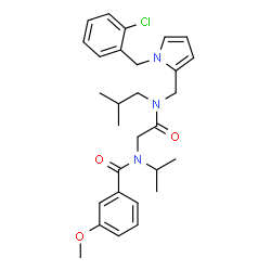 ChemSpider 2D Image | N-{2-[{[1-(2-Chlorobenzyl)-1H-pyrrol-2-yl]methyl}(isobutyl)amino]-2-oxoethyl}-N-isopropyl-3-methoxybenzamide | C29H36ClN3O3