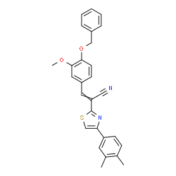 ChemSpider 2D Image | 3-[4-(Benzyloxy)-3-methoxyphenyl]-2-[4-(3,4-dimethylphenyl)-1,3-thiazol-2-yl]acrylonitrile | C28H24N2O2S