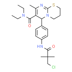 ChemSpider 2D Image | 6-{4-[(3-Chloro-2,2-dimethylpropanoyl)amino]phenyl}-N,N-diethyl-8-methyl-3,4-dihydro-2H,6H-pyrimido[2,1-b][1,3]thiazine-7-carboxamide | C24H33ClN4O2S