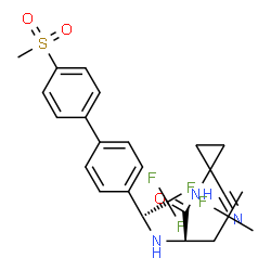 ChemSpider 2D Image | N-(1-Cyanocyclopropyl)-4-fluoro-N~2~-{(1S)-2,2,2-trifluoro-1-[4'-(methylsulfonyl)-4-biphenylyl]ethyl}-D-leucinamide | C25H27F4N3O3S