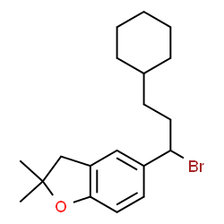 ChemSpider 2D Image | 5-(1-Bromo-3-cyclohexylpropyl)-2,2-dimethyl-2,3-dihydro-1-benzofuran | C19H27BrO