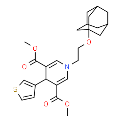 ChemSpider 2D Image | Dimethyl 1-[2-(adamantan-1-yloxy)ethyl]-4-(3-thienyl)-1,4-dihydro-3,5-pyridinedicarboxylate | C25H31NO5S