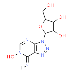 ChemSpider 2D Image | (7Z)-7-Imino-3-pentofuranosyl-3,7-dihydro-6H-[1,2,3]triazolo[4,5-d]pyrimidin-6-ol | C9H12N6O5