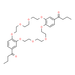 ChemSpider 2D Image | 1,1'-(6,7,9,10,12,13,20,21,23,24,26,27-Dodecahydrodibenzo[b,n][1,4,7,10,13,16,19,22]octaoxacyclotetracosine-2,16-diyl)di(1-butanone) | C32H44O10