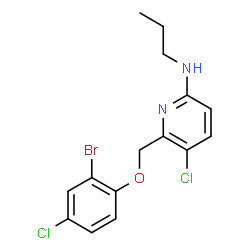 ChemSpider 2D Image | 6-[(2-Bromo-4-chlorophenoxy)methyl]-5-chloro-N-propyl-2-pyridinamine | C15H15BrCl2N2O