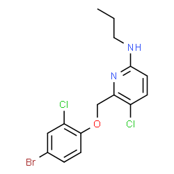 ChemSpider 2D Image | 6-[(4-Bromo-2-chlorophenoxy)methyl]-5-chloro-N-propyl-2-pyridinamine | C15H15BrCl2N2O