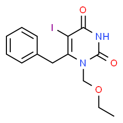 ChemSpider 2D Image | 6-Benzyl-1-(ethoxymethyl)-5-iodo-2,4(1H,3H)-pyrimidinedione | C14H15IN2O3