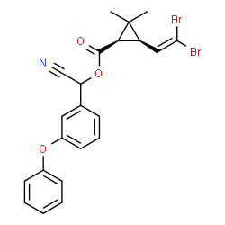 ChemSpider 2D Image | Cyano(3-phenoxyphenyl)methyl (1R,3R)-3-(2,2-dibromovinyl)-2,2-dimethylcyclopropanecarboxylate | C22H19Br2NO3