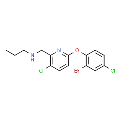 ChemSpider 2D Image | N-{[6-(2-Bromo-4-chlorophenoxy)-3-chloro-2-pyridinyl]methyl}-1-propanamine | C15H15BrCl2N2O