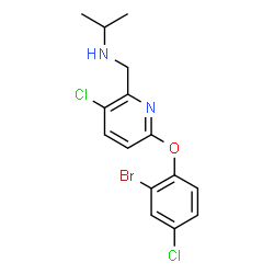 ChemSpider 2D Image | N-{[6-(2-Bromo-4-chlorophenoxy)-3-chloro-2-pyridinyl]methyl}-2-propanamine | C15H15BrCl2N2O