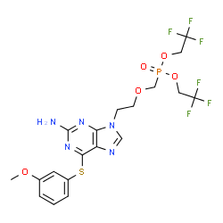 ChemSpider 2D Image | Bis(2,2,2-trifluoroethyl) [(2-{2-amino-6-[(3-methoxyphenyl)sulfanyl]-9H-purin-9-yl}ethoxy)methyl]phosphonate | C19H20F6N5O5PS