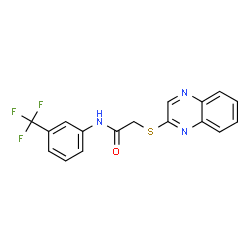 ChemSpider 2D Image | 2-(2-Quinoxalinylsulfanyl)-N-[3-(trifluoromethyl)phenyl]acetamide | C17H12F3N3OS