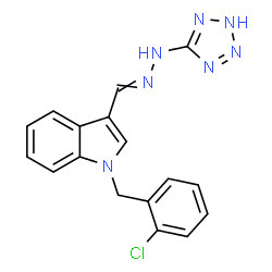 ChemSpider 2D Image | 1-(2-Chlorobenzyl)-3-[(2H-tetrazol-5-ylhydrazono)methyl]-1H-indole | C17H14ClN7
