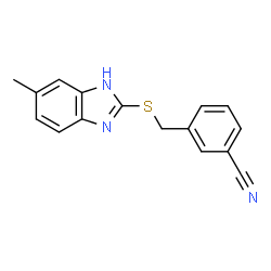 ChemSpider 2D Image | 3-{[(6-Methyl-1H-benzimidazol-2-yl)sulfanyl]methyl}benzonitrile | C16H13N3S