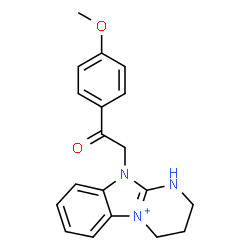 ChemSpider 2D Image | 10-[2-(4-Methoxyphenyl)-2-oxoethyl]-2,3,4,10-tetrahydro-1H-pyrimido[1,2-a][3,1]benzimidazol-5-ium | C19H20N3O2