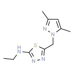 ChemSpider 2D Image | 5-[(3,5-Dimethyl-1H-pyrazol-1-yl)methyl]-N-ethyl-1,3,4-thiadiazol-2-amine | C10H15N5S
