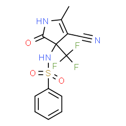 ChemSpider 2D Image | N-[4-Cyano-5-methyl-2-oxo-3-(trifluoromethyl)-2,3-dihydro-1H-pyrrol-3-yl]benzenesulfonamide | C13H10F3N3O3S