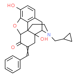 ChemSpider 2D Image | 7-Benzylidene-17-(cyclopropylmethyl)-3,14-dihydroxy-4,5-epoxymorphinan-6-one | C27H27NO4