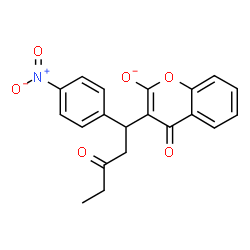 ChemSpider 2D Image | 3-[1-(4-Nitrophenyl)-3-oxopentyl]-4-oxo-4H-chromen-2-olate | C20H16NO6