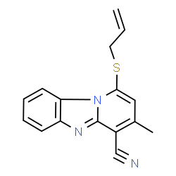 ChemSpider 2D Image | 1-(Allylsulfanyl)-3-methylpyrido[1,2-a]benzimidazole-4-carbonitrile | C16H13N3S