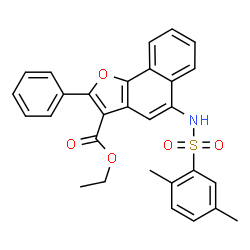ChemSpider 2D Image | Ethyl 5-{[(2,5-dimethylphenyl)sulfonyl]amino}-2-phenylnaphtho[1,2-b]furan-3-carboxylate | C29H25NO5S
