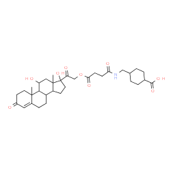 ChemSpider 2D Image | 4-[({4-[(11,17-Dihydroxy-3,20-dioxopregn-4-en-21-yl)oxy]-4-oxobutanoyl}amino)methyl]cyclohexanecarboxylic acid | C33H47NO9