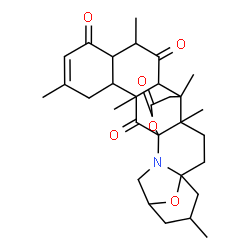 ChemSpider 2D Image | 3,6,10,13,14,19-Hexamethyl-24,27-dioxa-23-azaheptacyclo[11.10.3.1~17,21~.0~1,14~.0~3,12~.0~4,9~.0~17,23~]heptacos-6-ene-2,8,11,25-tetrone | C30H39NO6