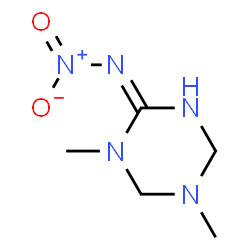 ChemSpider 2D Image | 1,5-Dimethyl-N-nitro-1,4,5,6-tetrahydro-1,3,5-triazin-2-amine | C5H11N5O2