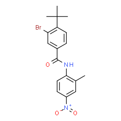 ChemSpider 2D Image | 3-Bromo-N-(2-methyl-4-nitrophenyl)-4-(2-methyl-2-propanyl)benzamide | C18H19BrN2O3