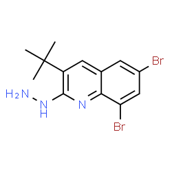 ChemSpider 2D Image | 6,8-Dibromo-2-hydrazino-3-(2-methyl-2-propanyl)quinoline | C13H15Br2N3