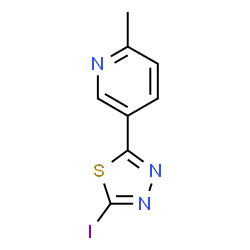 ChemSpider 2D Image | 5-(5-Iodo-1,3,4-thiadiazol-2-yl)-2-methylpyridine | C8H6IN3S
