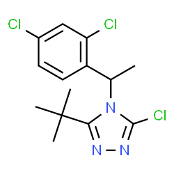 ChemSpider 2D Image | 3-Chloro-4-[1-(2,4-dichlorophenyl)ethyl]-5-(2-methyl-2-propanyl)-4H-1,2,4-triazole | C14H16Cl3N3