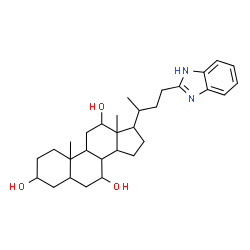 ChemSpider 2D Image | 17-[4-(1H-Benzimidazol-2-yl)-2-butanyl]-10,13-dimethylhexadecahydro-1H-cyclopenta[a]phenanthrene-3,7,12-triol | C30H44N2O3