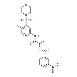 ChemSpider 2D Image | 1-{[4-Methyl-3-(4-morpholinylsulfonyl)phenyl]amino}-1-oxo-2-propanyl 4-methyl-3-nitrobenzoate | C22H25N3O8S