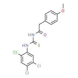 ChemSpider 2D Image | 2-(4-Methoxyphenyl)-N-[(2,4,5-trichlorophenyl)carbamothioyl]acetamide | C16H13Cl3N2O2S