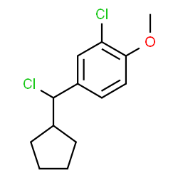 ChemSpider 2D Image | 2-Chloro-4-[chloro(cyclopentyl)methyl]-1-methoxybenzene | C13H16Cl2O