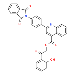 ChemSpider 2D Image | 2-(2-Hydroxyphenyl)-2-oxoethyl 2-[4-(1,3-dioxo-1,3-dihydro-2H-isoindol-2-yl)phenyl]-4-quinolinecarboxylate | C32H20N2O6