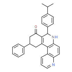 ChemSpider 2D Image | 8-(4-Isopropylphenyl)-11-phenyl-8,10,11,12-tetrahydrobenzo[a][4,7]phenanthrolin-9(7H)-one | C31H28N2O