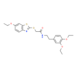 ChemSpider 2D Image | N-[2-(3,4-Diethoxyphenyl)ethyl]-2-[(6-ethoxy-1,3-benzothiazol-2-yl)sulfanyl]acetamide | C23H28N2O4S2
