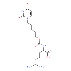 ChemSpider 2D Image | 4-[(Diaminomethylene)amino]-2-[({[5-(2,4-dioxo-3,4-dihydro-1(2H)-pyrimidinyl)pentyl]oxy}carbonyl)amino]butanoic acid | C15H24N6O6