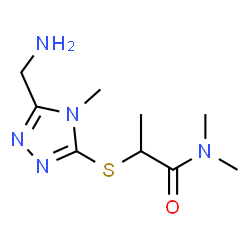 ChemSpider 2D Image | 2-{[5-(Aminomethyl)-4-methyl-4H-1,2,4-triazol-3-yl]sulfanyl}-N,N-dimethylpropanamide | C9H17N5OS