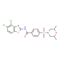 ChemSpider 2D Image | N-(4,5-Dichloro-1,3-benzothiazol-2-yl)-4-[(2,6-dimethyl-4-morpholinyl)sulfonyl]benzamide | C20H19Cl2N3O4S2