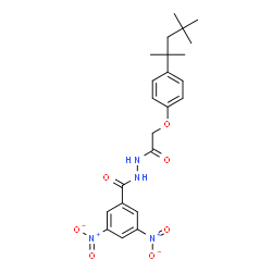 ChemSpider 2D Image | 3,5-Dinitro-N'-{[4-(2,4,4-trimethyl-2-pentanyl)phenoxy]acetyl}benzohydrazide | C23H28N4O7