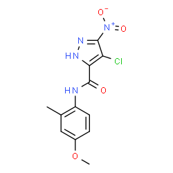ChemSpider 2D Image | 4-Chloro-N-(4-methoxy-2-methylphenyl)-3-nitro-1H-pyrazole-5-carboxamide | C12H11ClN4O4