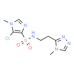 ChemSpider 2D Image | 5-Chloro-1-methyl-N-[2-(4-methyl-4H-1,2,4-triazol-3-yl)ethyl]-1H-imidazole-4-sulfonamide | C9H13ClN6O2S